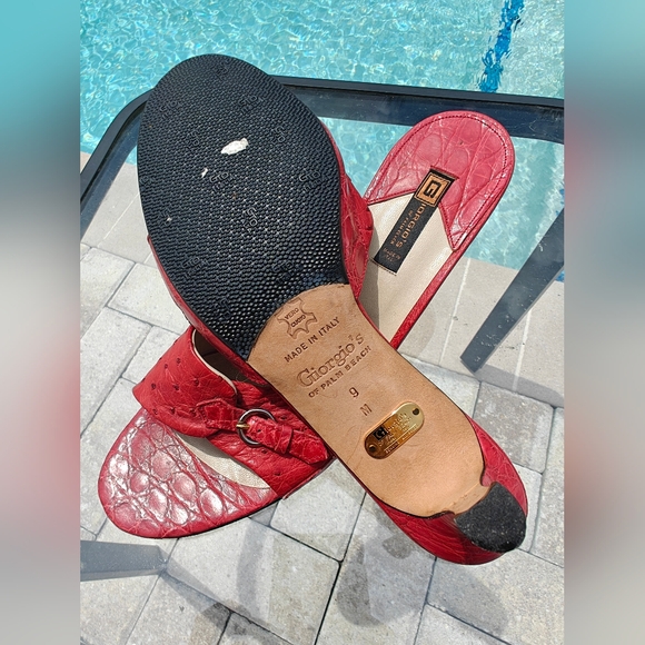 Giorgio's of Palm Beach Red Genuine Alligator Leather Heels - Picture 4 of 4